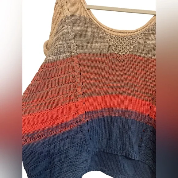 Urban Outfitters Ecote Colorblock Cable Pointelle Short Sleeve Sweater XS Sumner - Picture 4 of 13